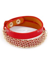 Metal Chain Leather Double Wrap